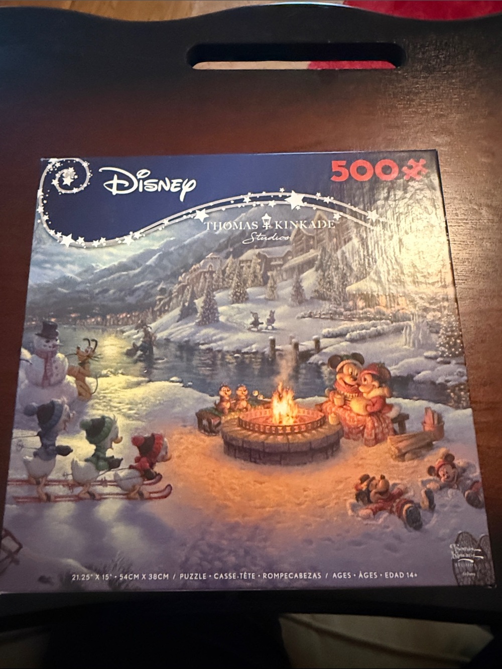Disney Thomas Kinkade Winter Campfire Puzzle - Blue, White, Orange